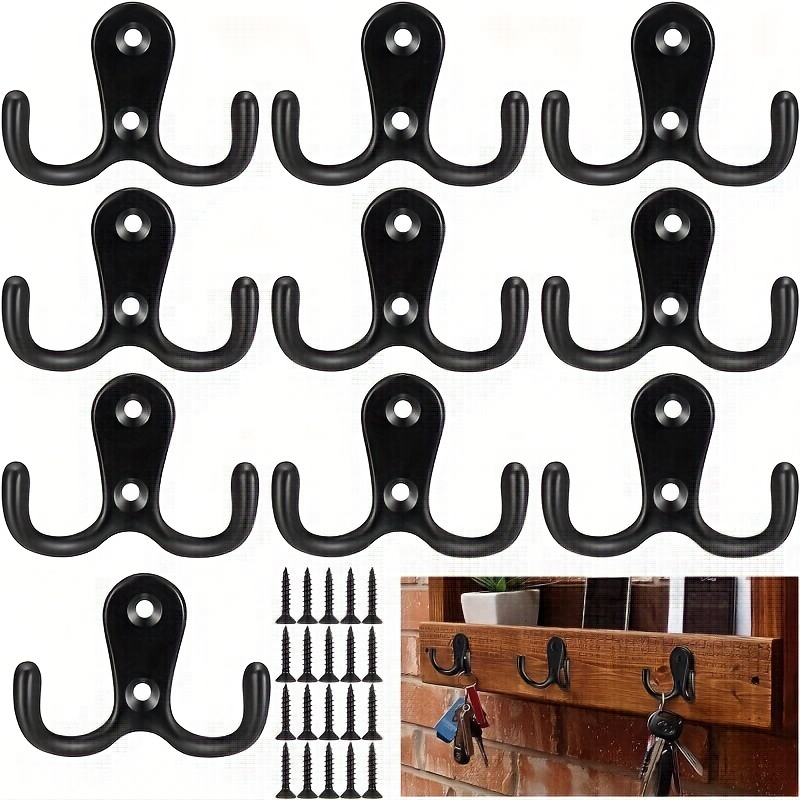 Coat Hooks for Wall, 6 Pack Black Jacket Hangers Wall Mounted Stainless  Steel Single Door Hook Heavy Duty, Large J Metal Hook for Entryway Kitchen