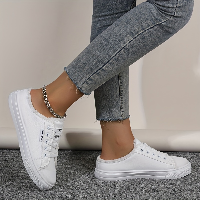 White canvas 2024 mule sneakers