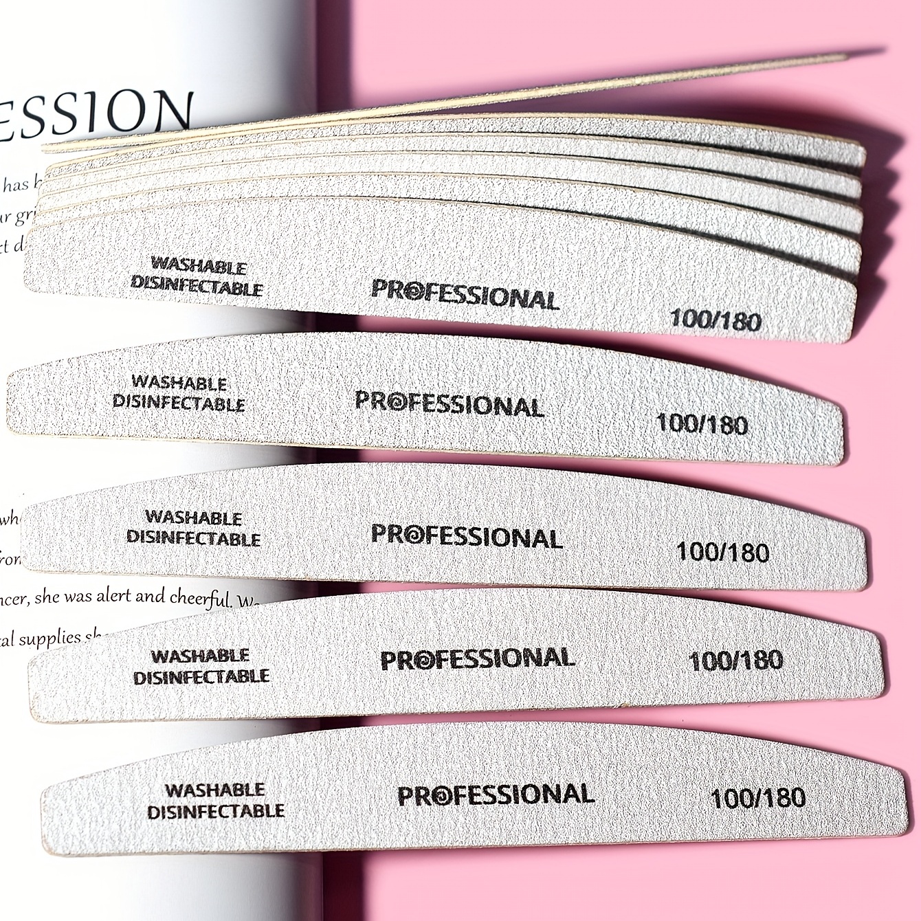 13pcs Half Moon Double Sided Nail Files, Washable & Reusable