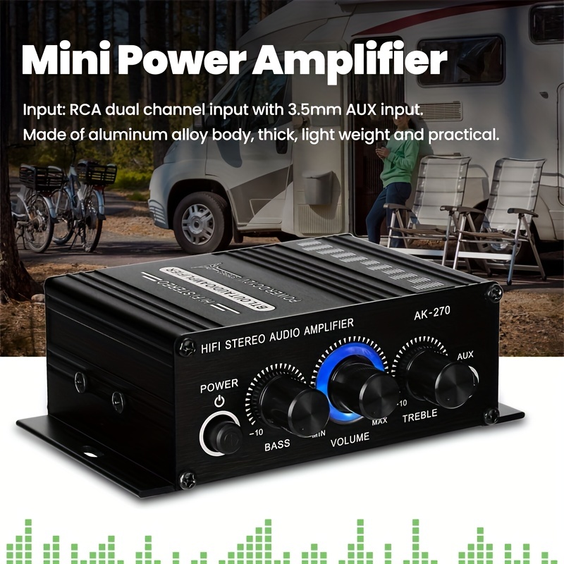 Amplificador de potencia de 2 canales de audio para coche IPA601 600W,  potencia máxima de música, operación de tres modos