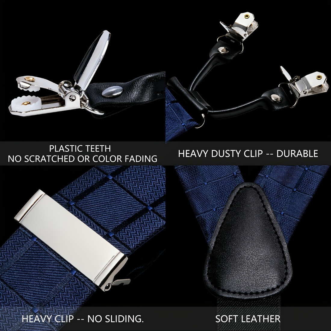 Barry Wang Plaid Cartoon Solid Suspenders Set