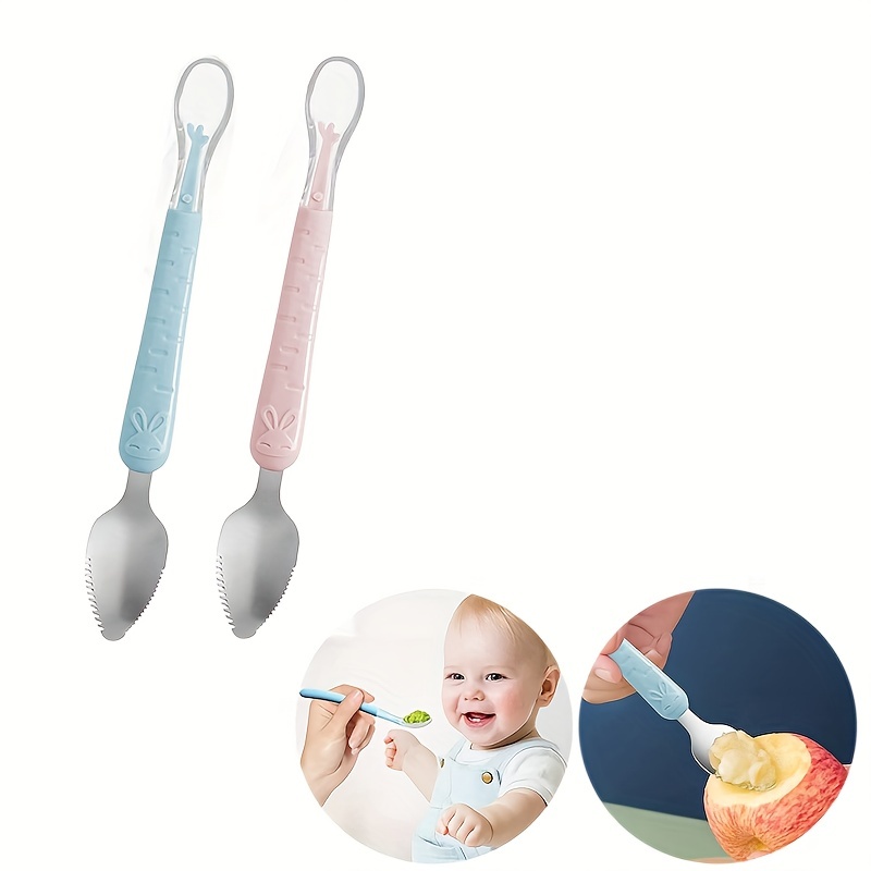 1pc Baby Silicone Spoon Fruit Puree Baby Food Supplement Spoon Baby Double  Headed 304 Stainless Steel Spoon - Baby & Maternity - Temu United Arab  Emirates