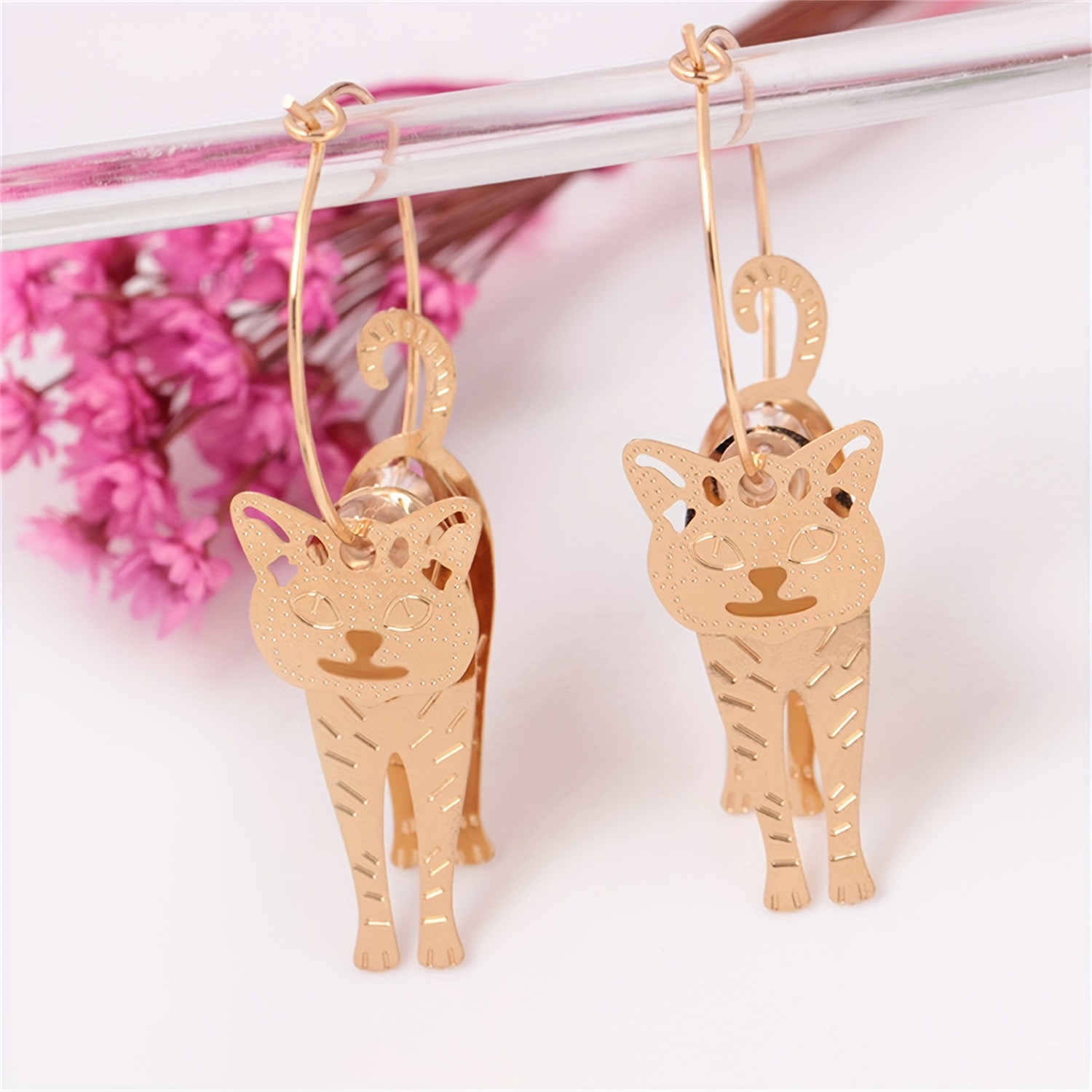 Cute 3d Animal Cat Drop Dangle Earrings For - Temu