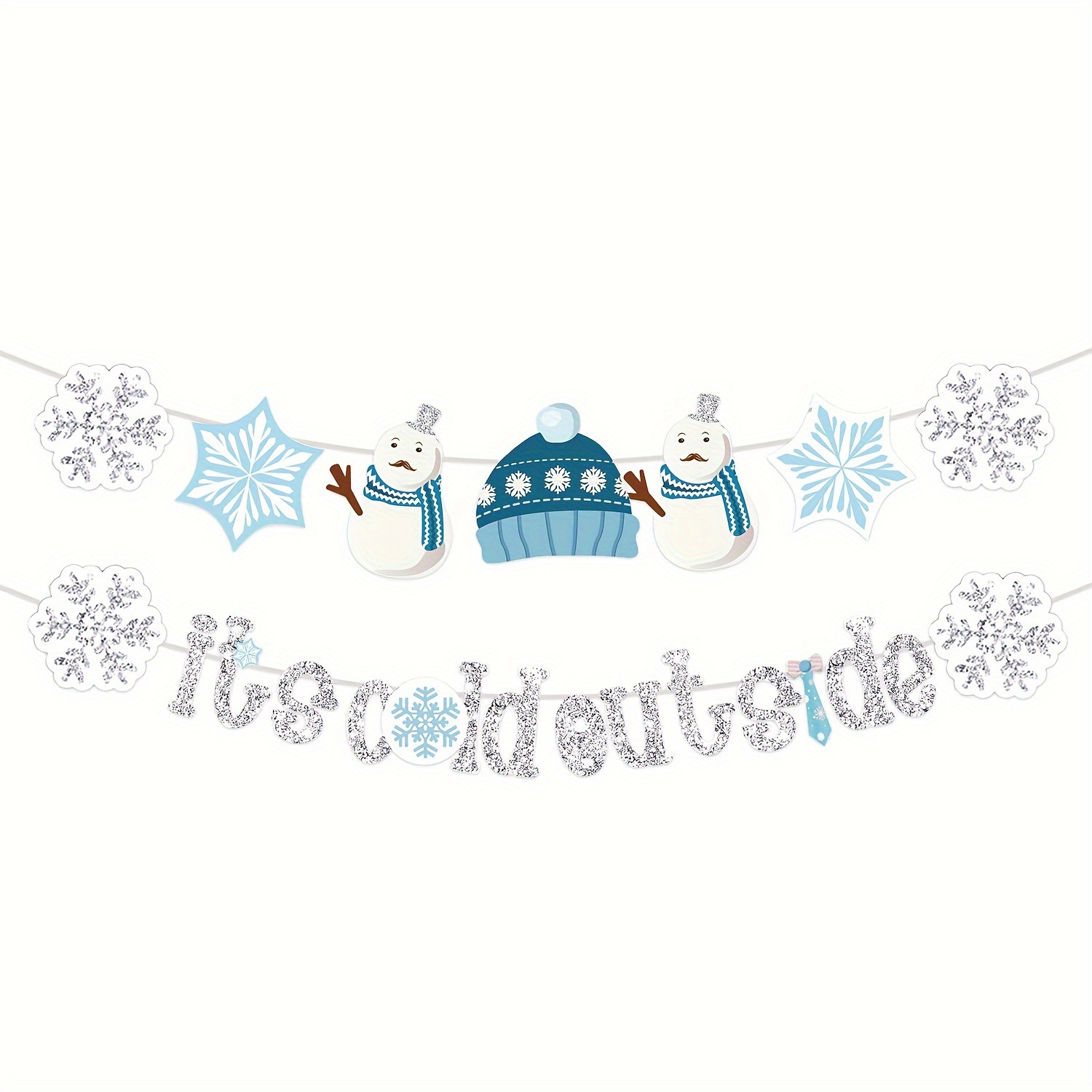  Snowflake and Frozen Party Banner Winter Snowflake Cutout  Banners 2Pcs Christmas Snow Birthday Party Decorations Winter Wonderland  Banner for Let It Snow Baby Shower Supplies : Toys & Games