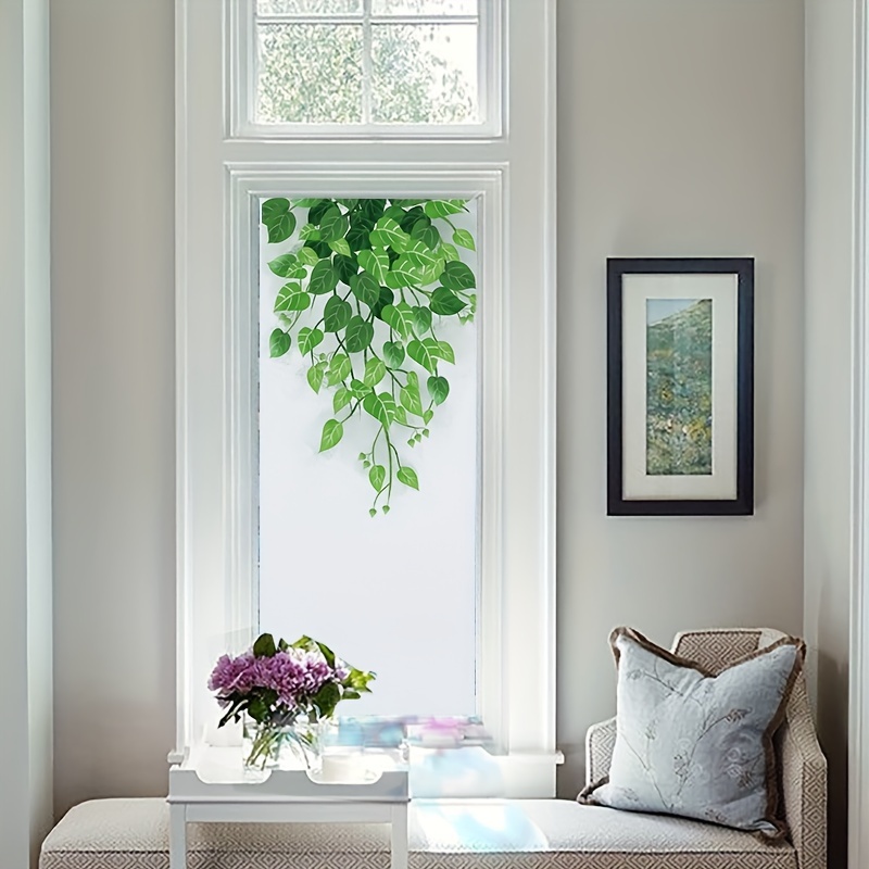 Vinilo decorativo para ventana de hojas tropicales, sin pegamento, estático  para ventana, para el hogar/oficina, 19.7 x 47.2 pulgadas