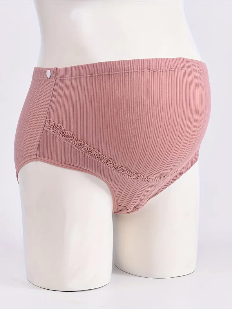 Women's Belly Support Maternity Panties High Waist Lace Trim