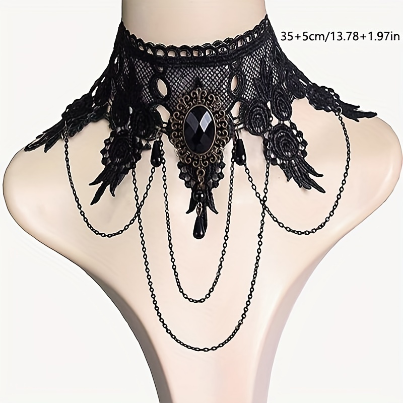 Halloween Jewelry Ladies Elegant Gothic Steampunk Lace Black - Temu