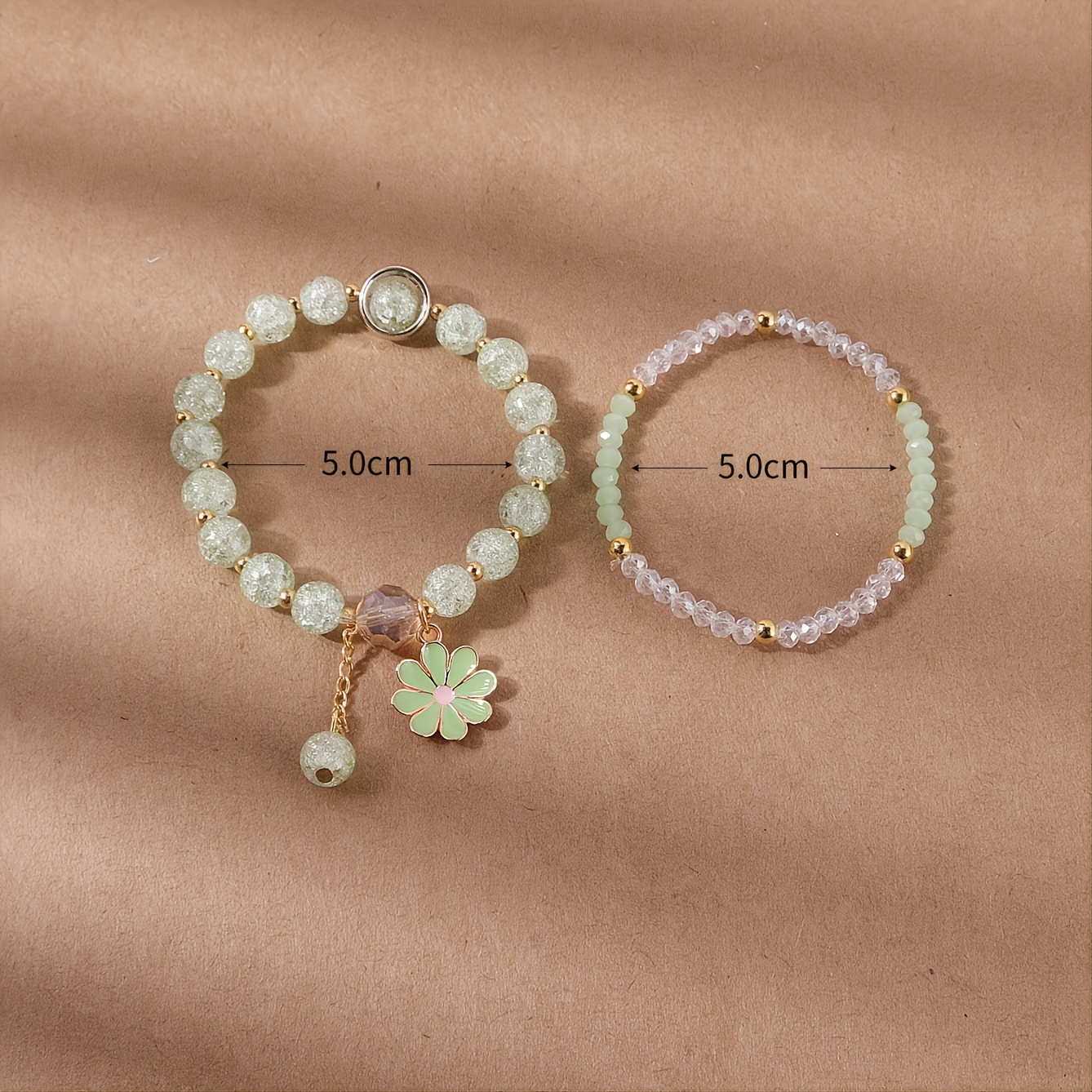 korean flowers seed beads charm bracelet