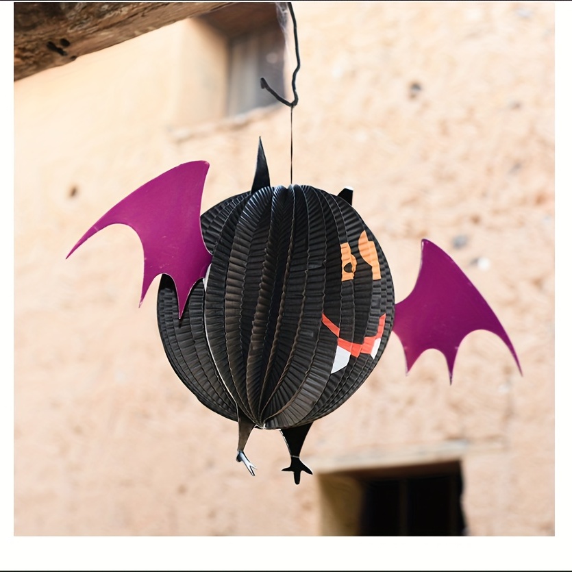 Halloween Hanging Paper Lanterns With Led Lights Bats - Temu