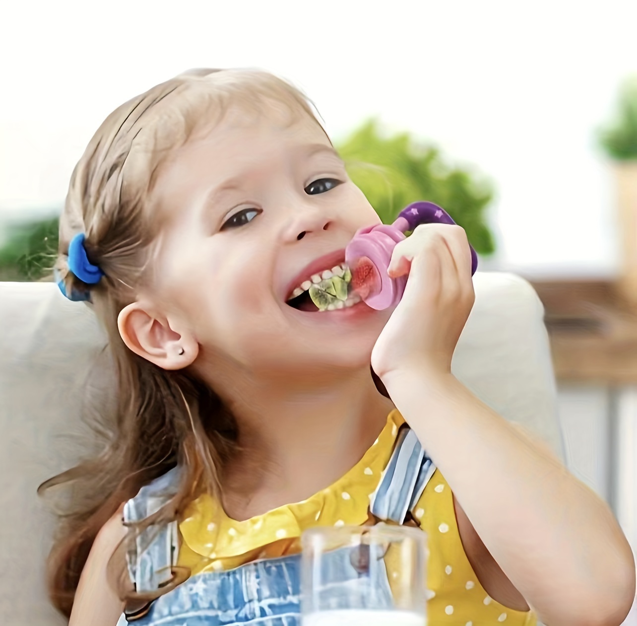  Alimentador de alimentos Chupete de frutas para bebés (3  piezas) con 6 chupetes de silicona de diferentes tamaños, 2 cucharas  dispensadoras de 3.0 fl oz, cucharas clip para dentición infantil, color  azul : Bebés