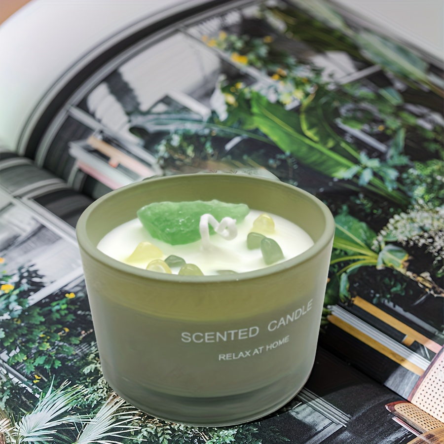 Crystal Soy Wax Scented Candle with Healing Crystals - Floral Jar