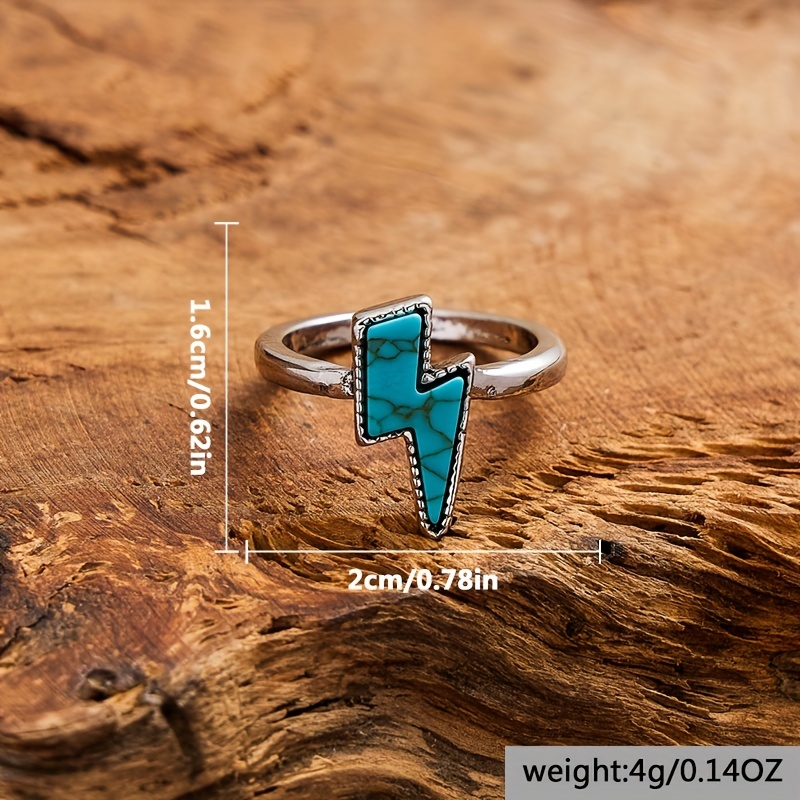 Men's Gothic Retro Lightning Gemstone Ring Adjustable Holiday Jewelry