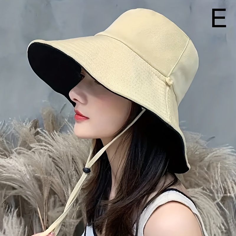 Fashion (56-58cm) Spring Summer Hats For Women Sun Protection Casual Korean  Bucket Hat Female Wide Large Brim Outdoor Travel Fashion Foldable