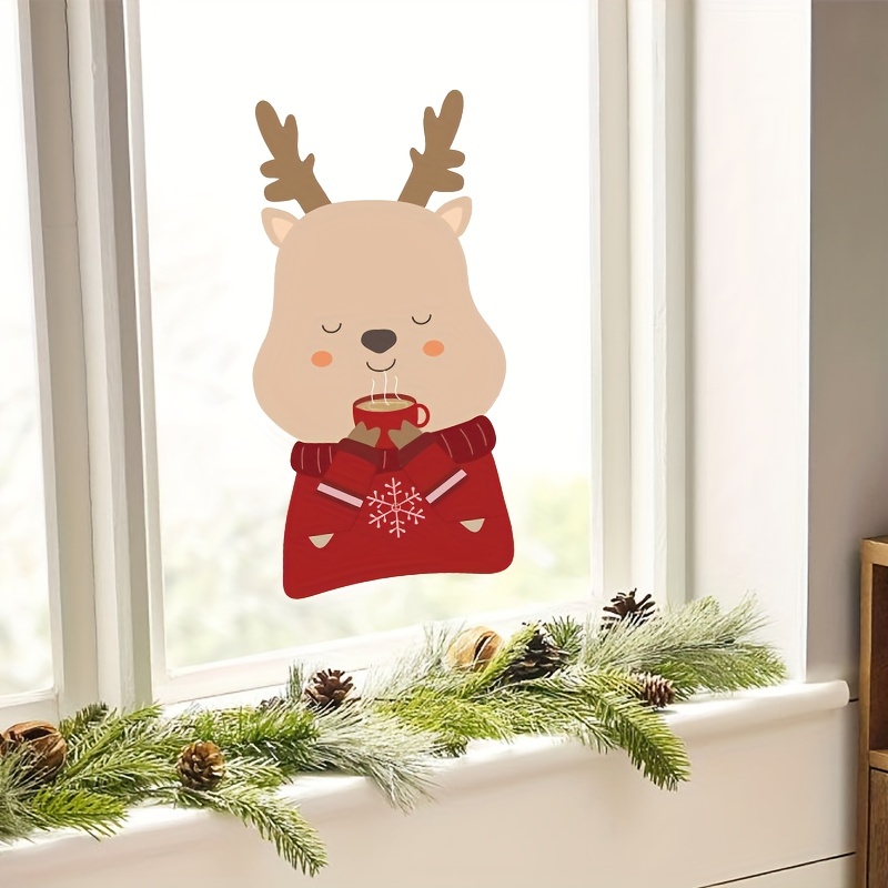 Sticker Noël l'arbre magique des animaux des bois - Autocollants stickers  adhésifs noël - décoration fêtes - 60x90cm