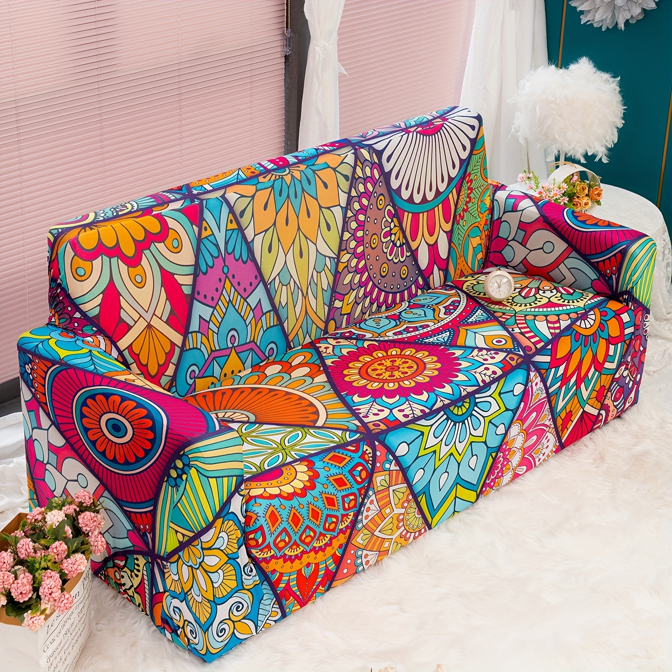 Classic Boho Milk Silk Printed Sofa Slipcover