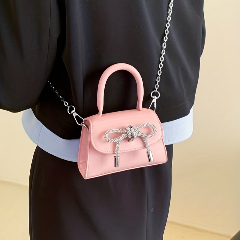 Mini Bowknot Decor Crossbody Bag, Argyle Quilted Chain Shoulder Bag, Cute  Princess Purse - Temu Hungary
