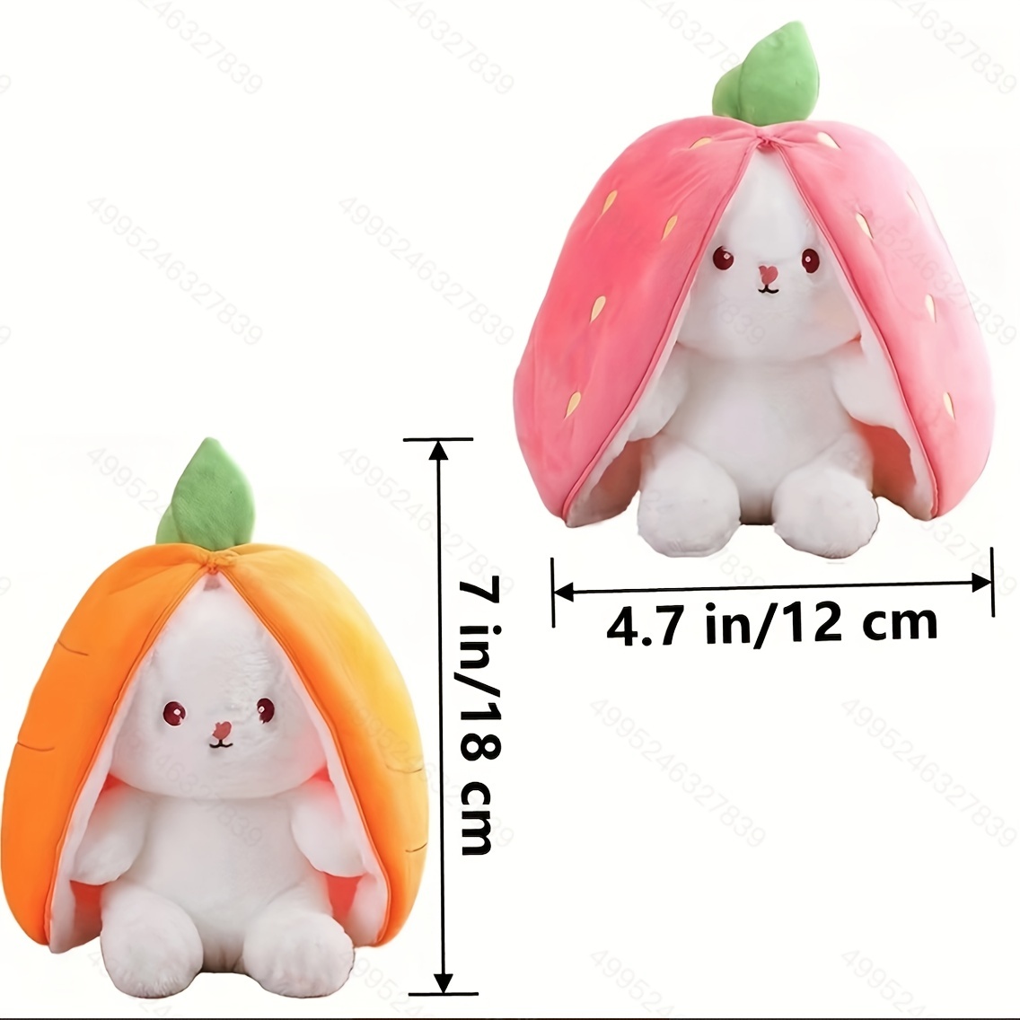 1 Pièce Oreiller En Peluche Réversible Lapin Fraise En Peluche Jouet De  Lapin À Carotte Cache-cache Peluche Avec Fermeture Éclair Jouet D'animal En  Peluche Lapin Pour La Maison Decoration De Noël Cadeaux