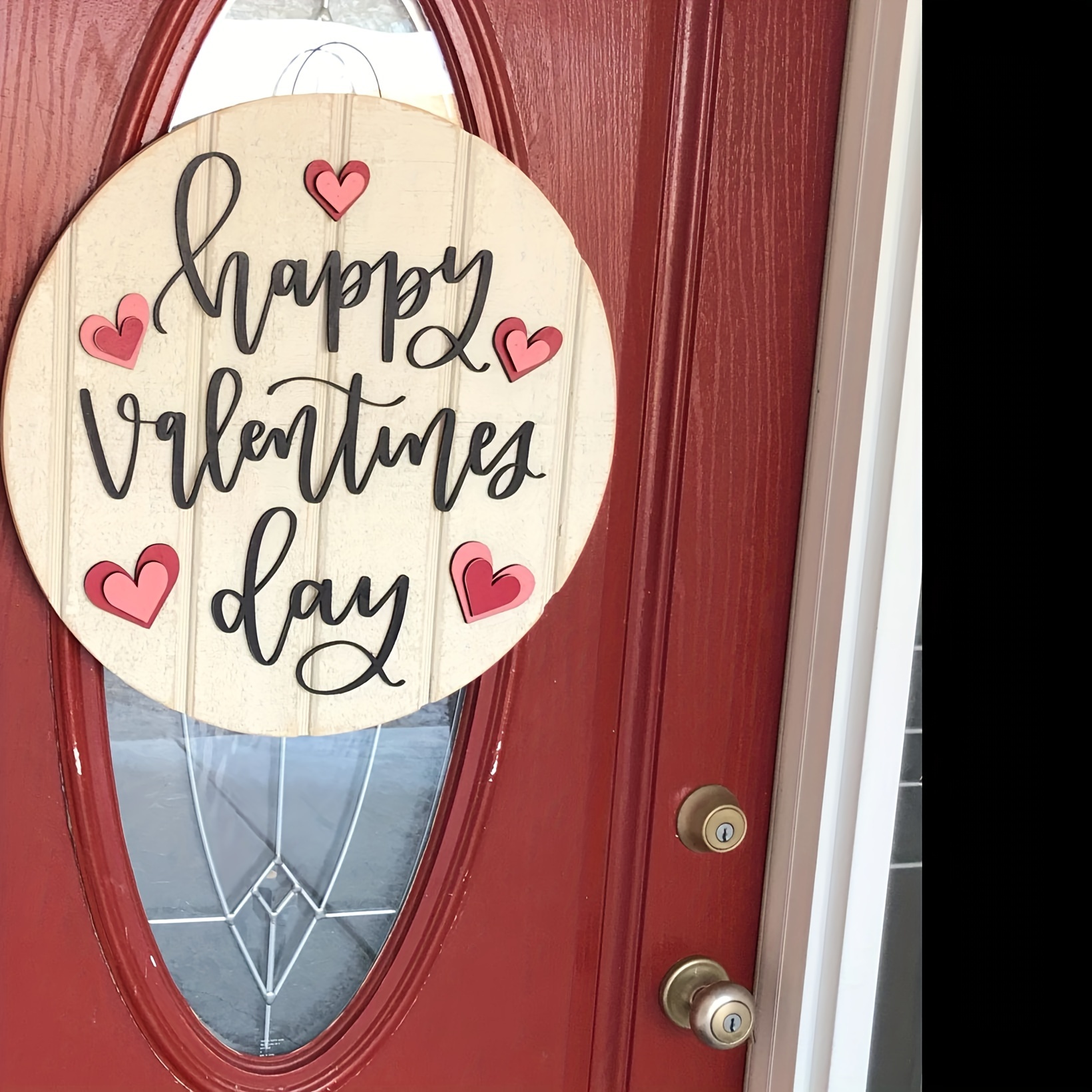 1pc, Valentines Front Door Decor, Hello Valentine Wooden Door Sign,  Valentines Wreath, Valentines Door Hanger, Valentine's Door Wreath,  Valentines Han