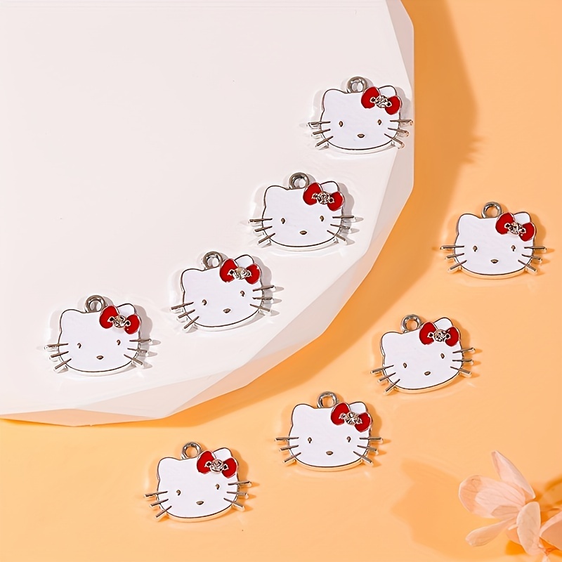 Sanrio 6pcs Kitty Cat Colome Pendants DIY Cartoon Anime Stereo PVC with Hole Charms for DIY Keychain Handmade Jewelry Accessories Creative Gift,Temu