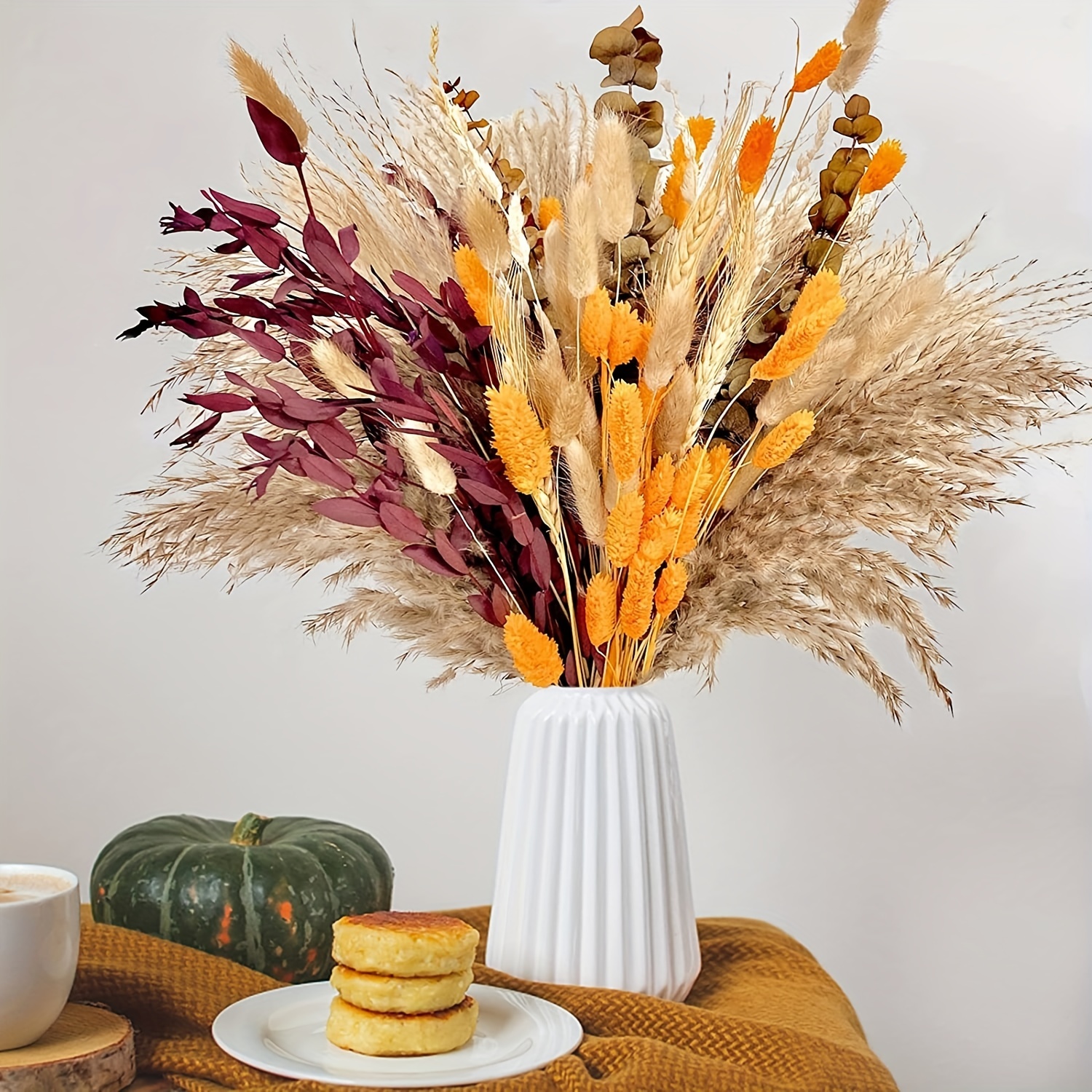 Dried Flowers with Stems Artificial Golden Wheat Bouquet 100pcs Natural  Flowers for Fall DIY Arrangement Decorative