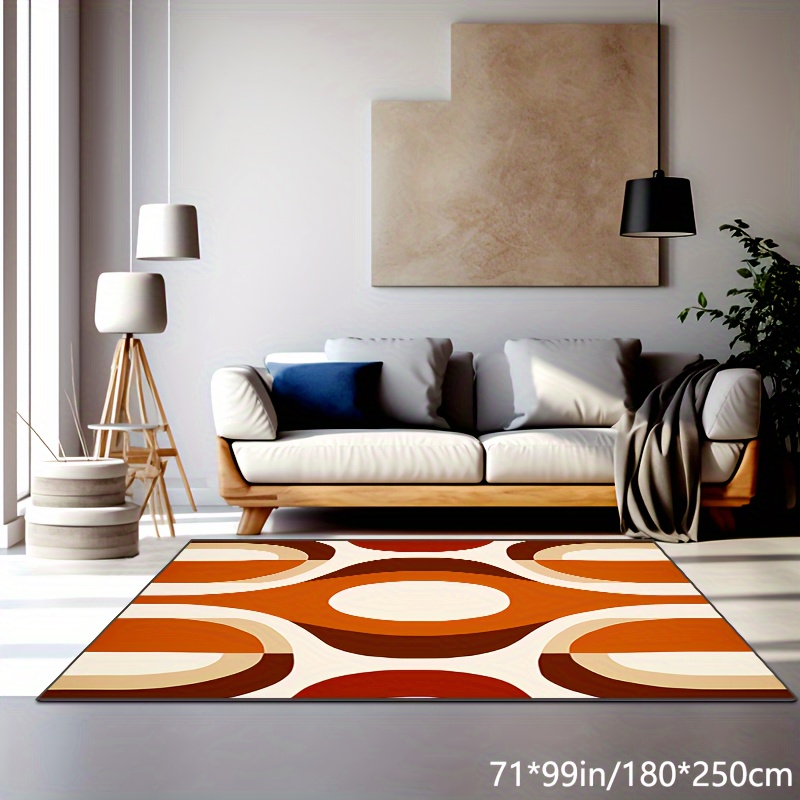 Stylish Abstract Rug Orange Industrial Rug Polyester Washable Anti-Slip  Backing Area Rug for Living Room