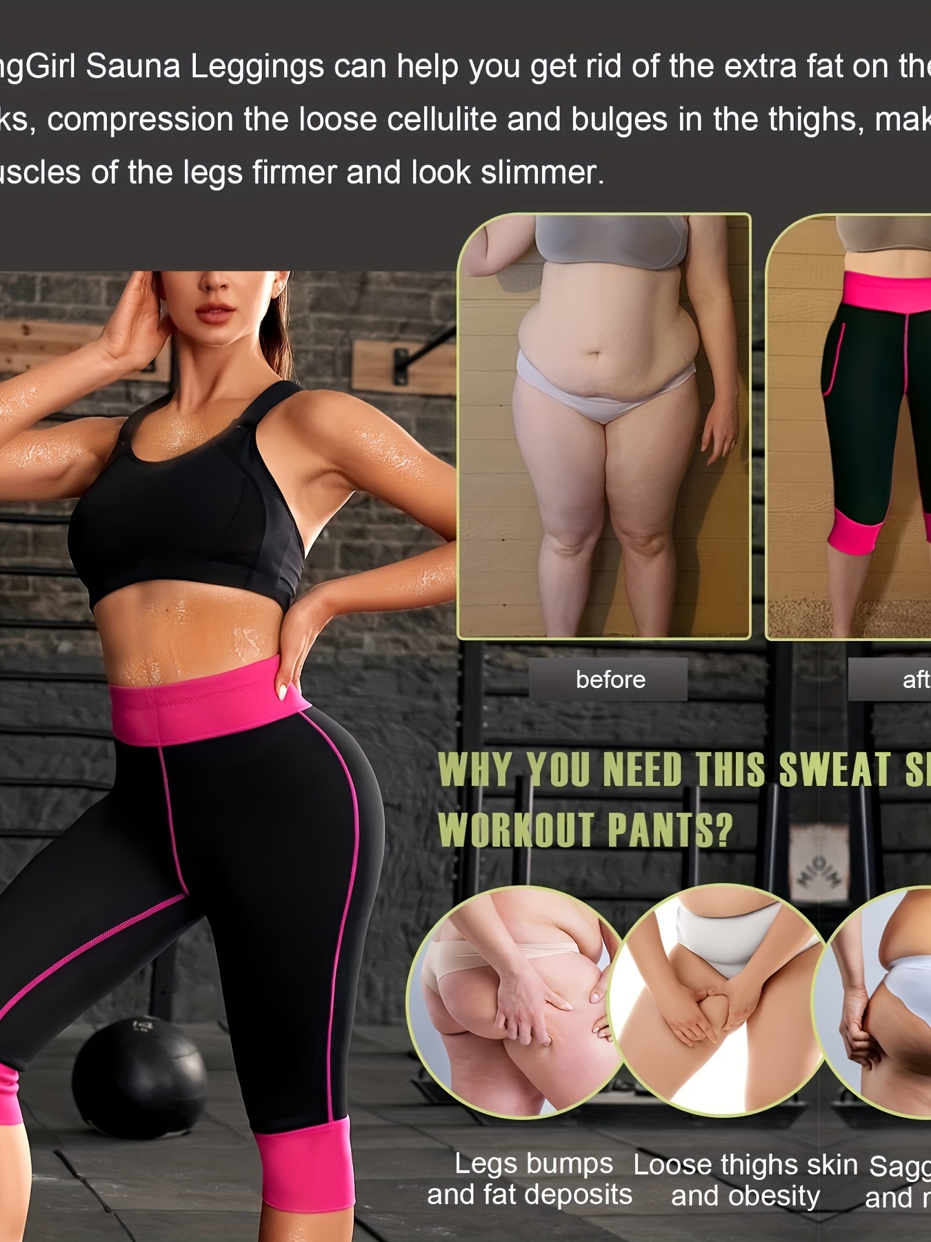 Women Neoprene Sauna Leggings Sweat Shorts Wit Phone Pockets