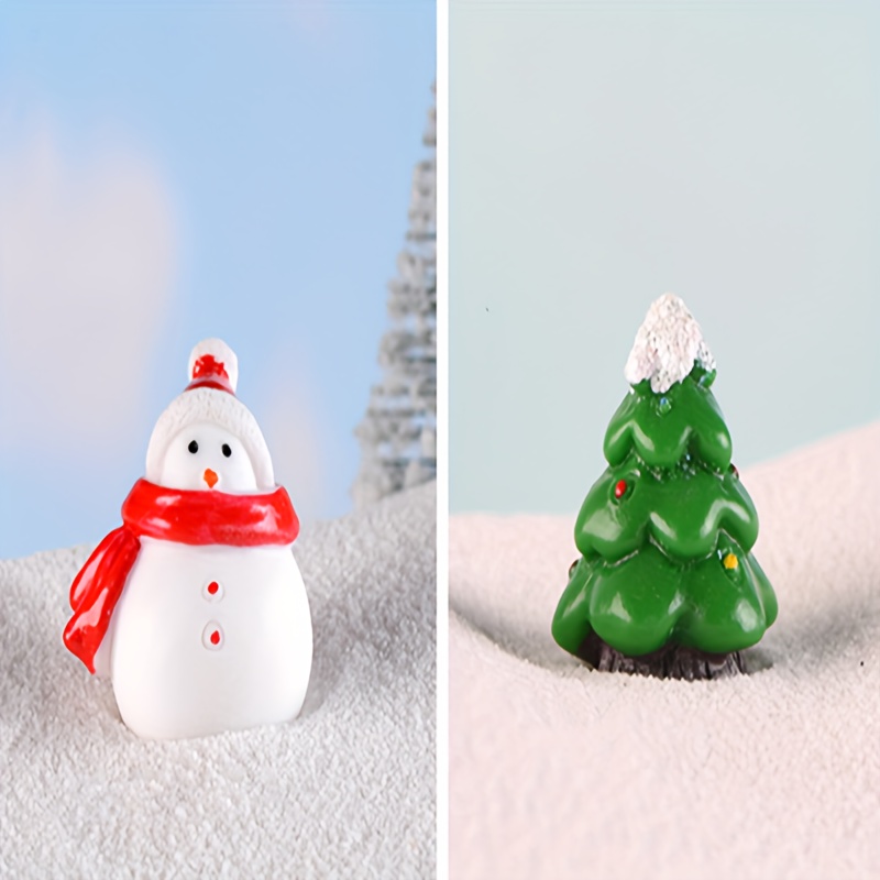 2pcs Christmas Mini Snowman Ornament Decor Christmas Tree Tabletop  Decorations Resin Crafts Christmas Decorations Indoor For Home Decoration  Cute Aest