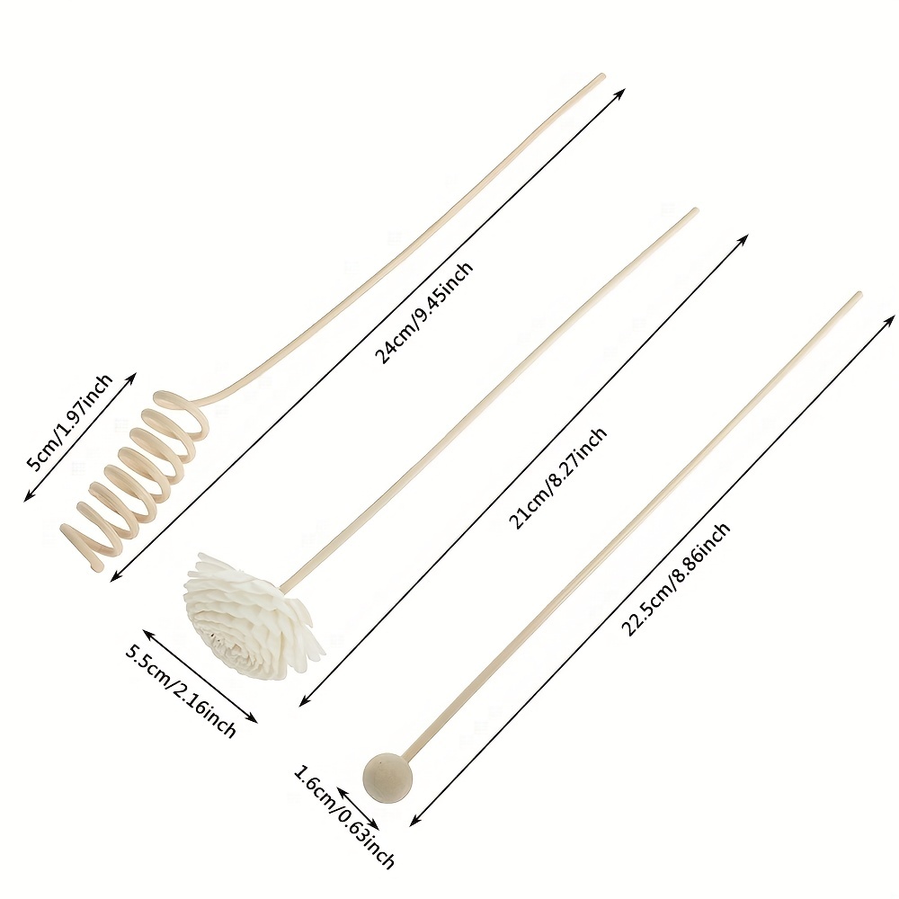 210 Pcs Bâtonnets de Diffuseur à Roseaux Bâtons de Diffuseur de Reed en  Coton Bâtonnets de Diffuseur d'Arômes d'Huile Essentielle avec Boules Fleurs  pour Maison Bureau Spa Salle de Bain : 