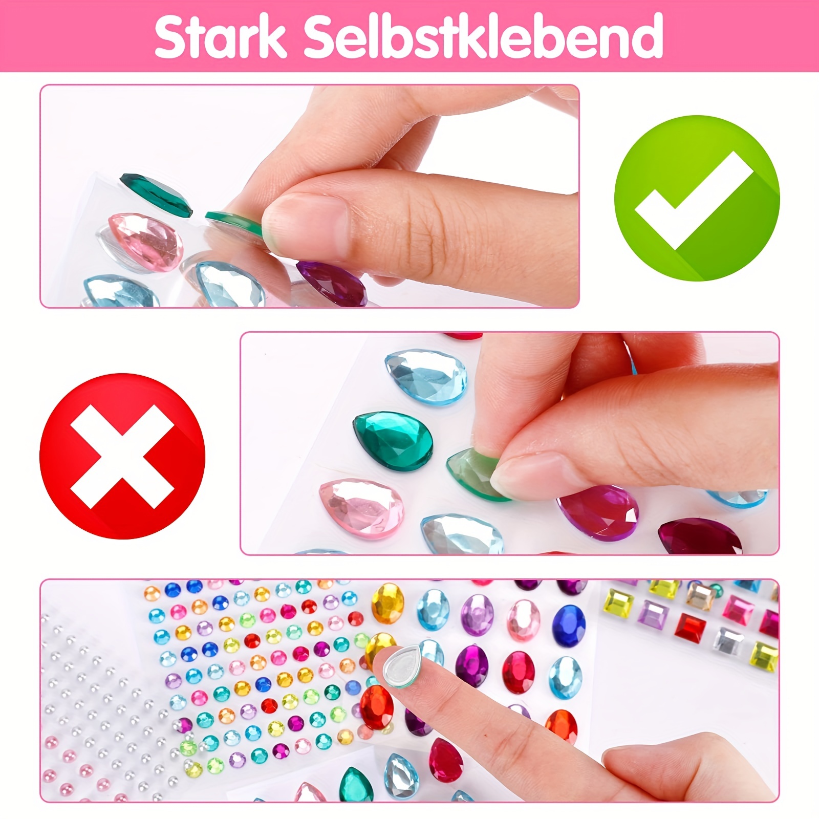 1782 Pcs Adhesive Rhinestones Stickers for Crafts