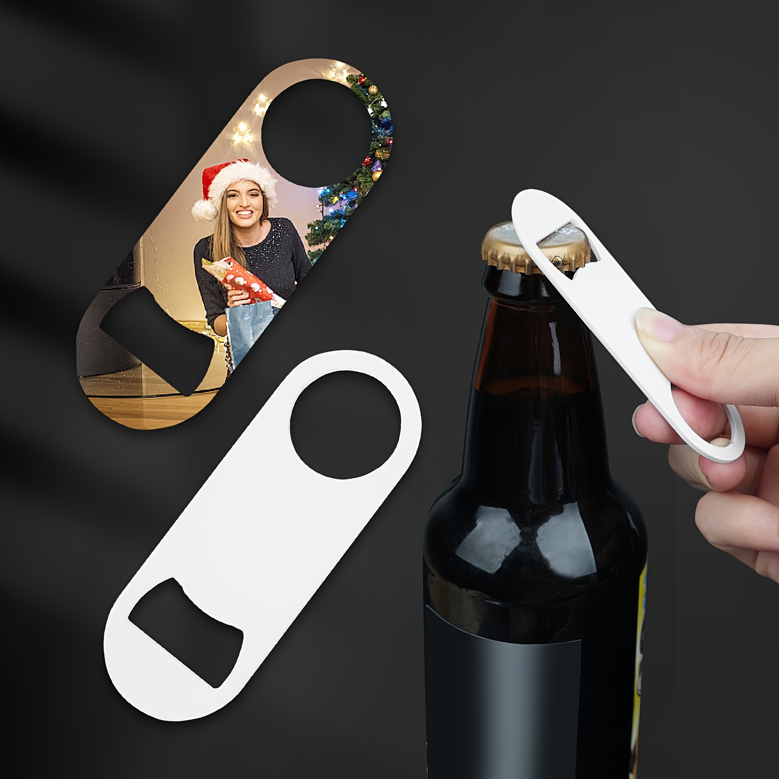 Metal bottle opener for sublimation Dimension: 3,8 x 7 cm Colour: silver