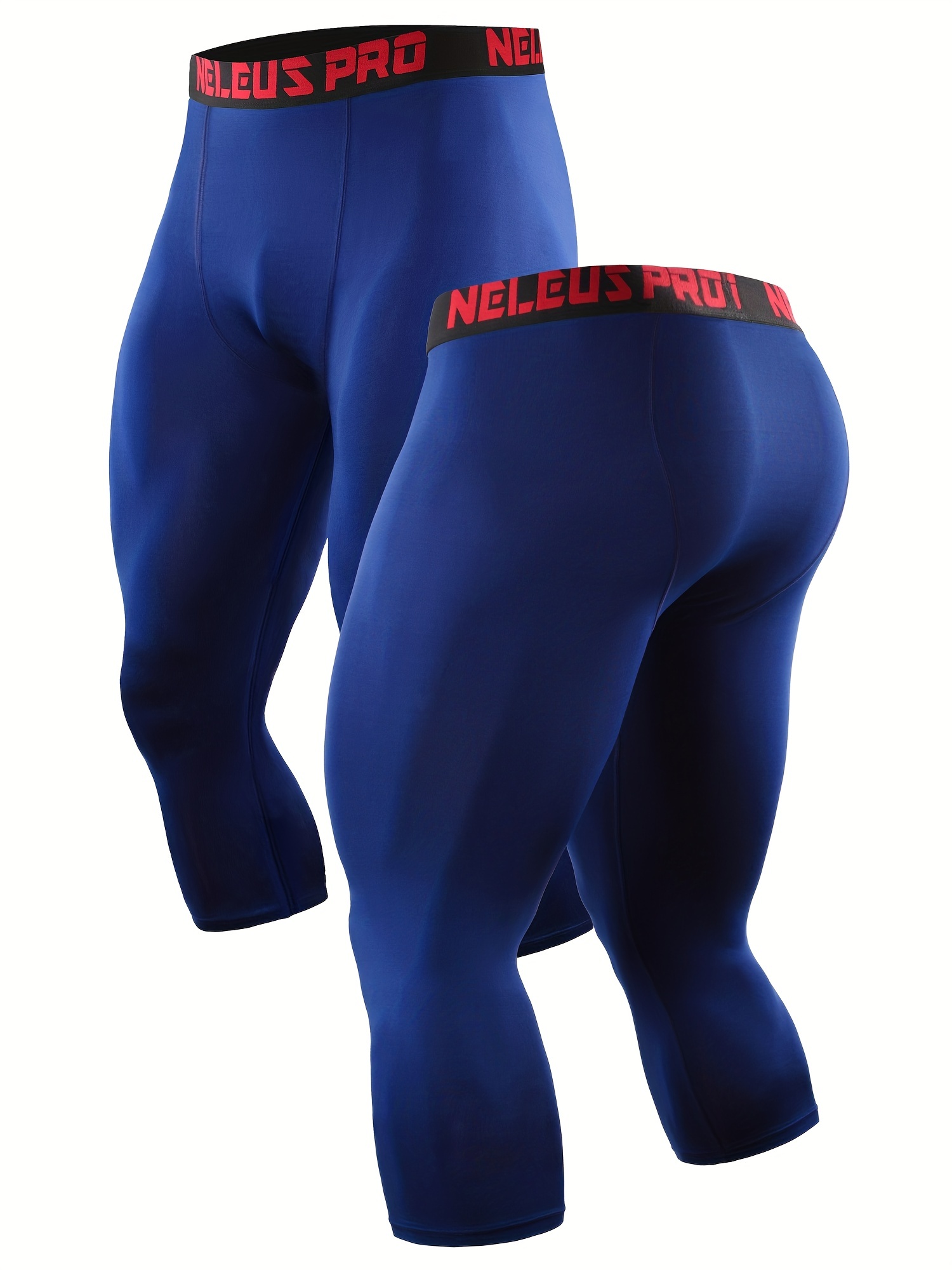 Men's Solid Compression Capri Pants Active High Stretch - Temu