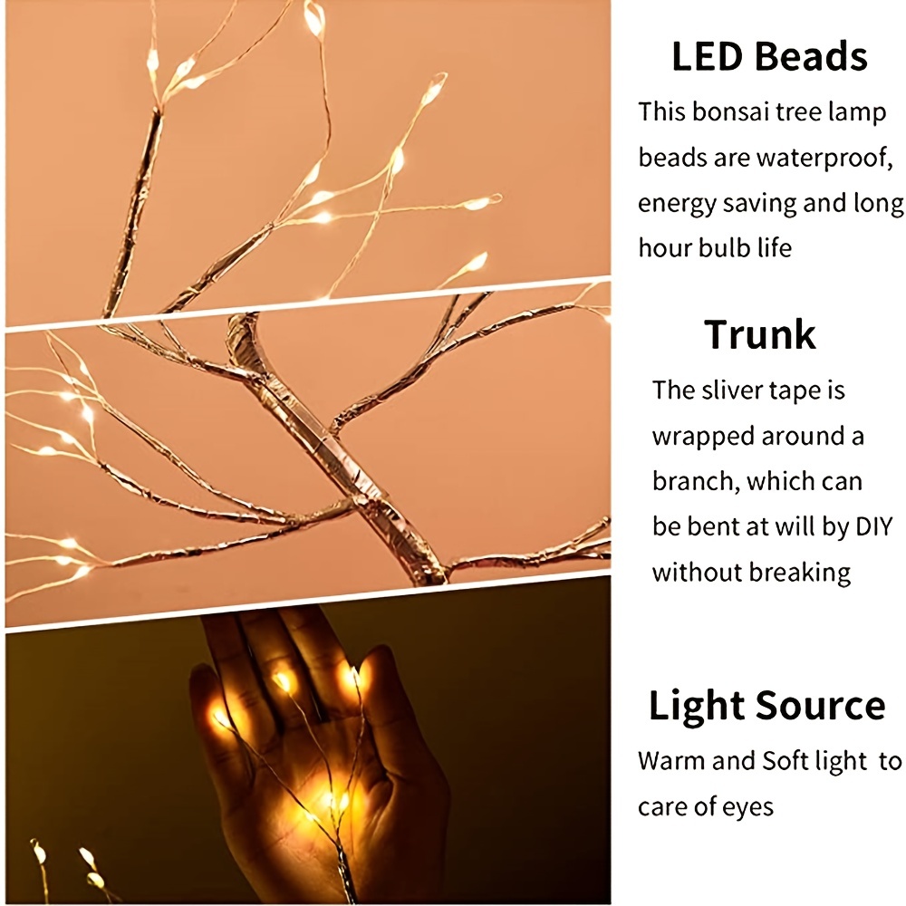LED Bonsai Tree Light Touch Switch DIY Artificial Light Battery Operated  LED Night Light 2 Gear for Bedroom Children Home Decor - AliExpress