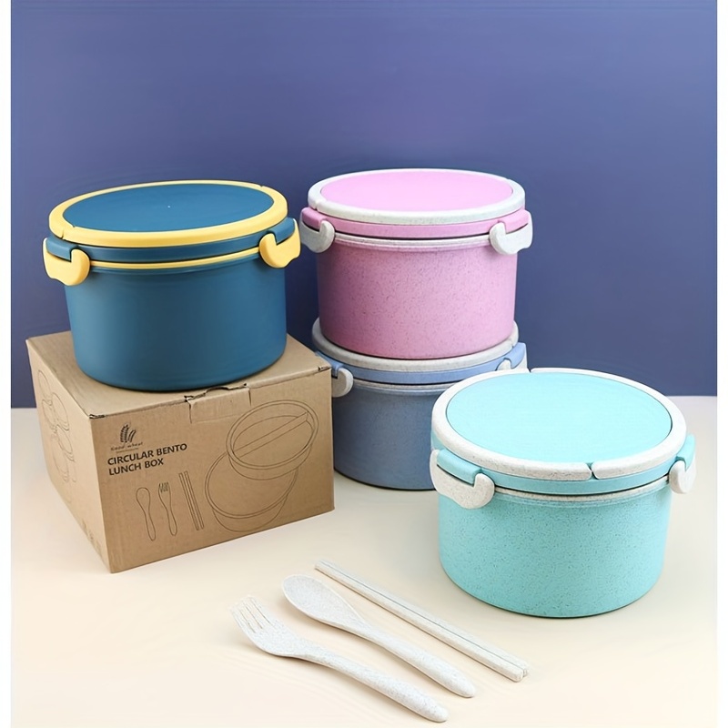 Wheat Straw Bento Box With Handle Large capacity Multi - Temu