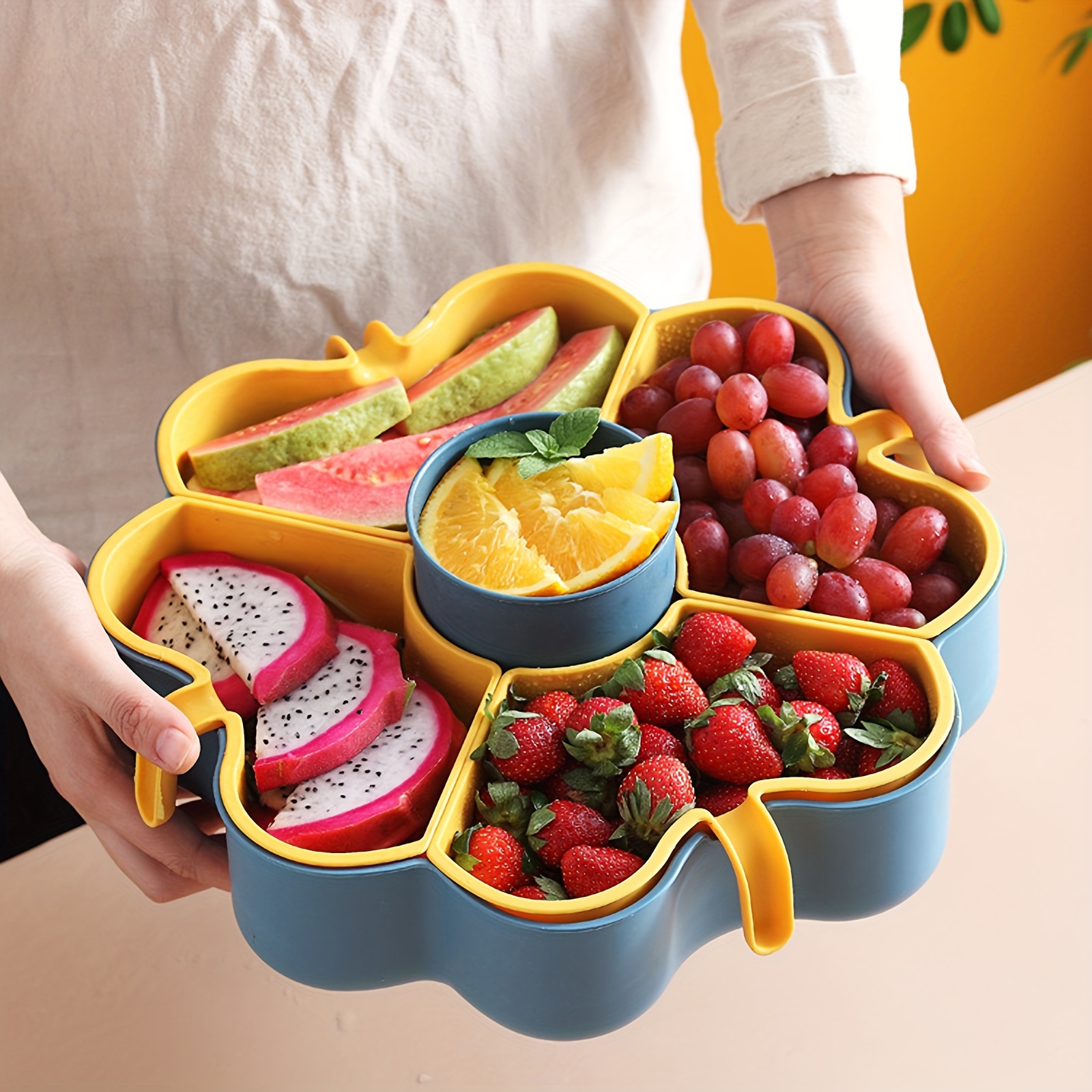 Storage Containers Round Or Square Divided Serving Tray With - Temu