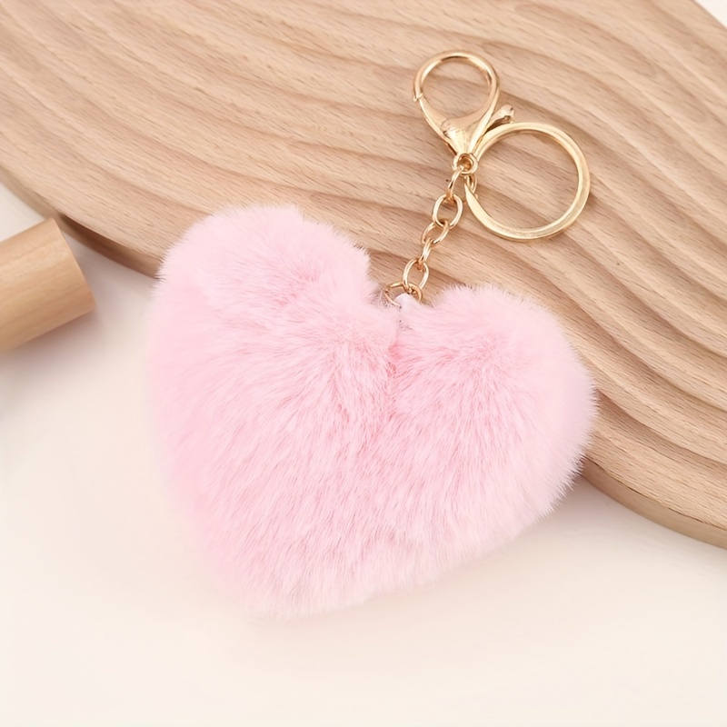 Red Self Defense Keychain Combo Set Heart Pompom / Yellow / Rose Gold
