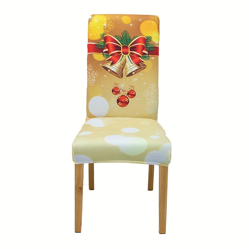 6pcs Christmas Yellow Bell Chair Slipcover Protector for Dining Room
