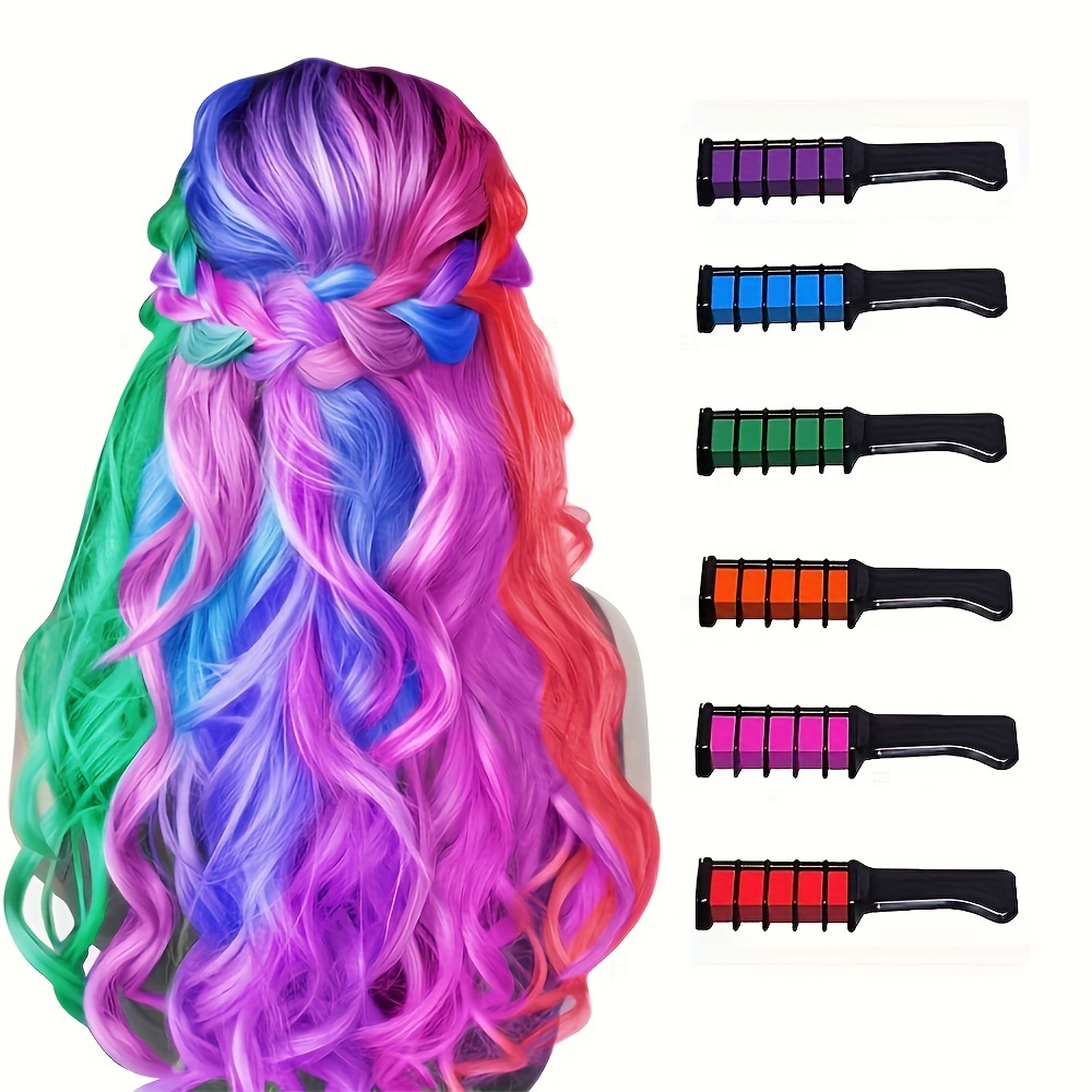 Hair Chalk Comb Glow in The Black Light for Girls Kids, Temporary Hair  Chalk Washable Hair Color Dye for Children's Day Birthday Halloween  Christmas Party Cosplay DIY 