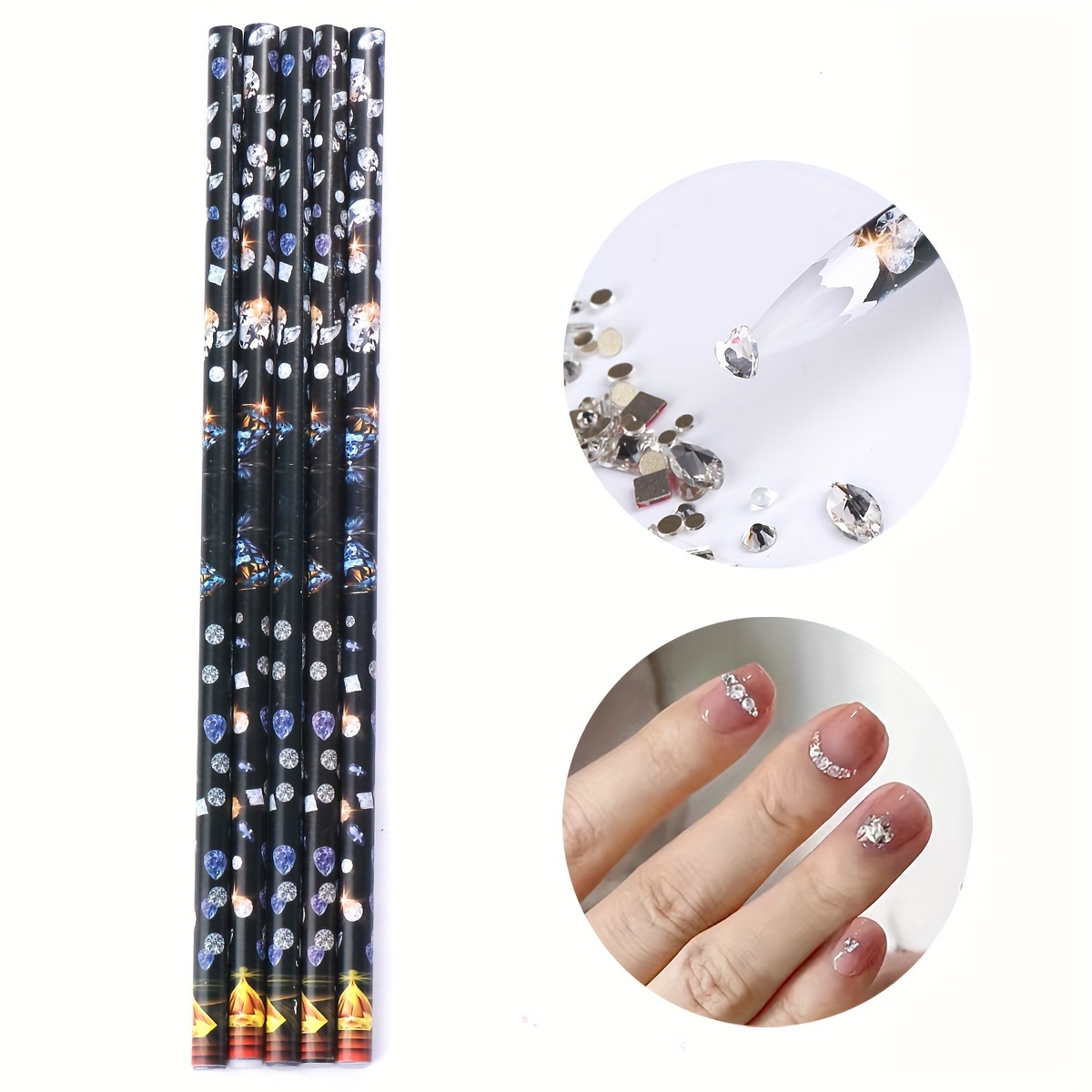 5pcs Rhinestone Picker Pen, Nail Art Wax Pen For Rhinestones Pick Up,  Dotting Tool For Nail Art Decoration Pen