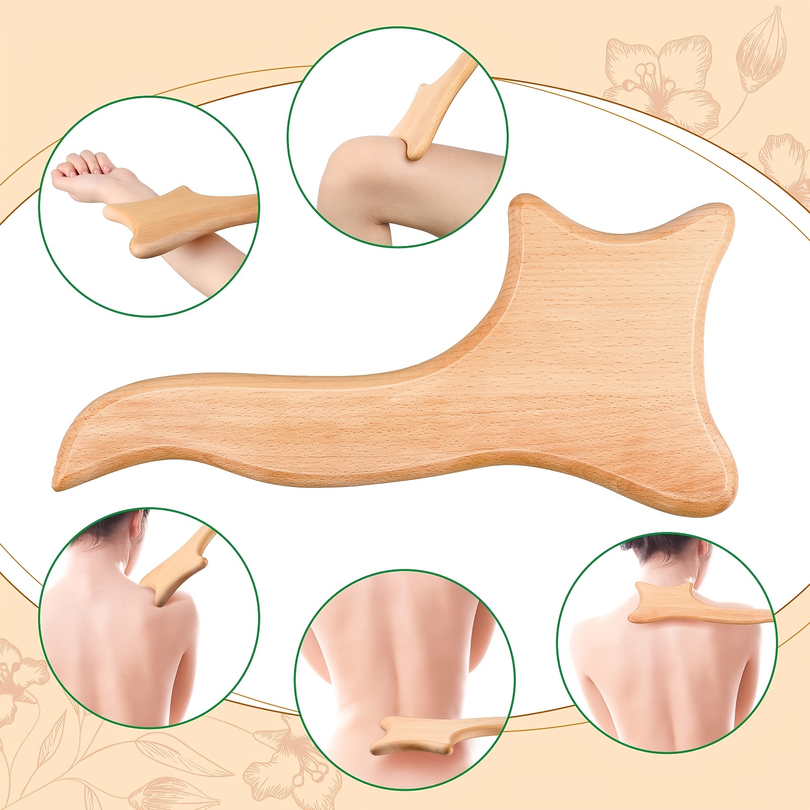 Body Back Wooden Gua Sha Massage Tool - Wood Therapy Lymphatic Drainage  Tool - Gua Sha Cellulite Massager for Body Sculpting and Shaping