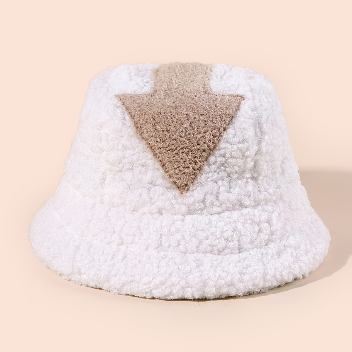 

Arrow Print Plush Bucket Hat For Women Trendy Color Block Winter Warm Fleece Basin Hats Lightweight Coldproof Fisherman Cap