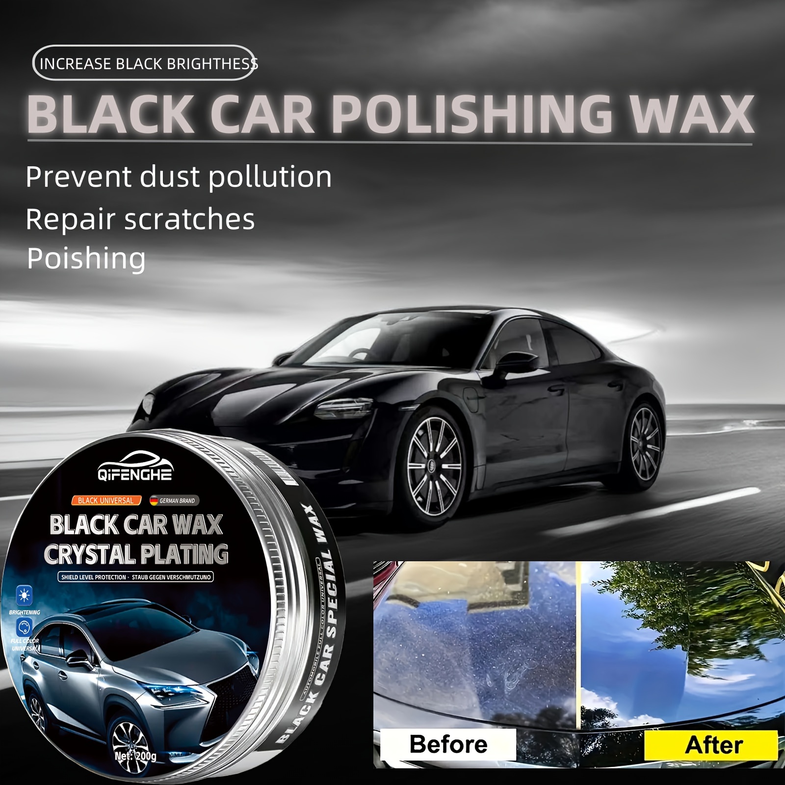 Black Car Wax Waxing Polishing Coating Polishing Maintenance Wax Black Wax  Universal Scratch Repair Paint 7.05oz Black Wax + Sponge, Check Out  Today's Deals Now