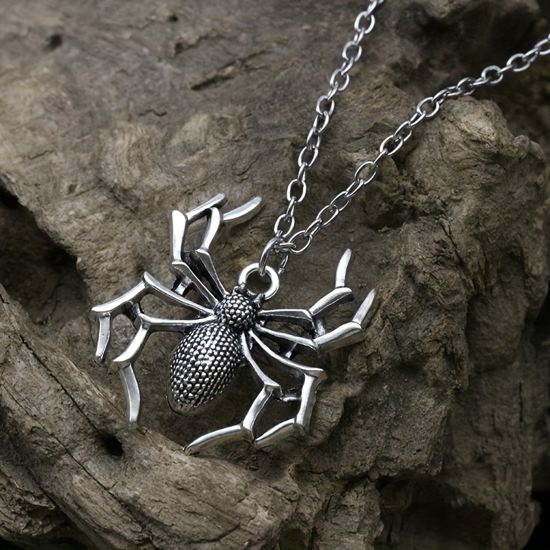 Punk Gothic Dark Spider Pendant Necklace for Men