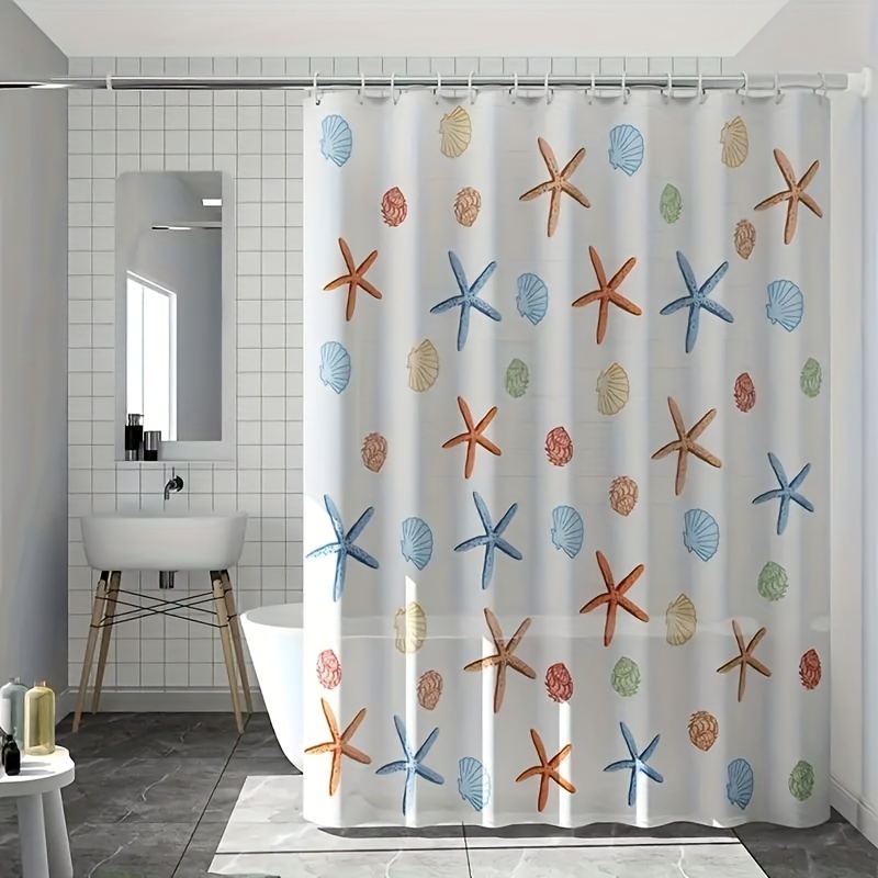  Shower Curtain, Beach Themed Sea Water Starfish