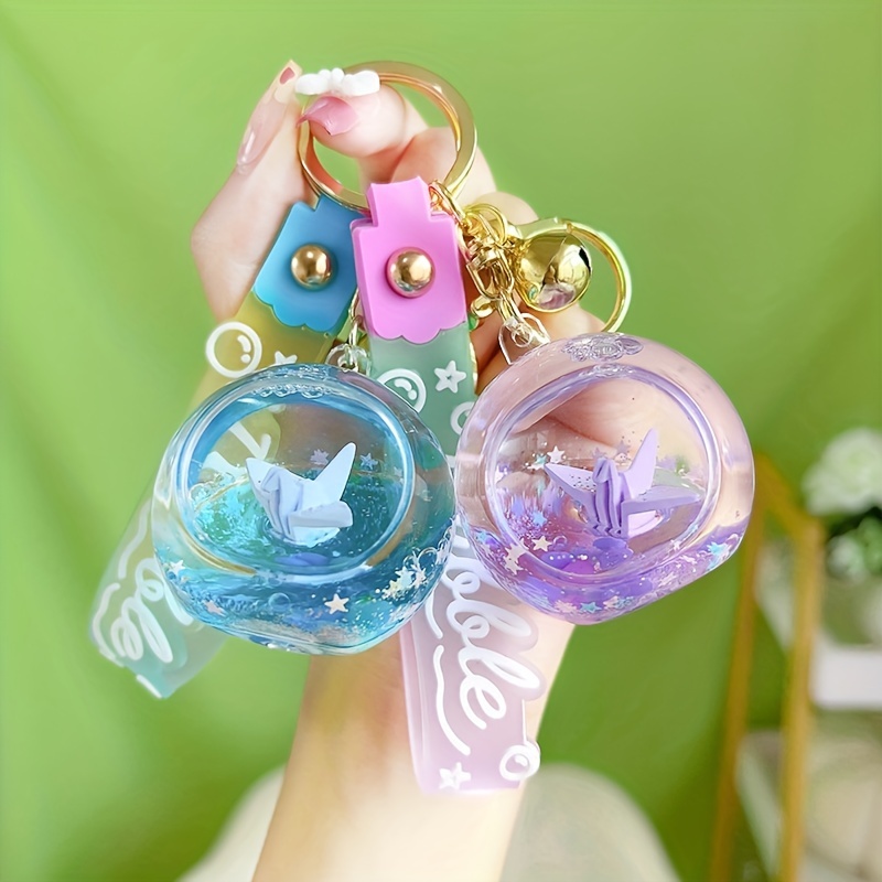 Cute Keychain Paper Crane Balloon Key Ring Enamel Key Chains Love