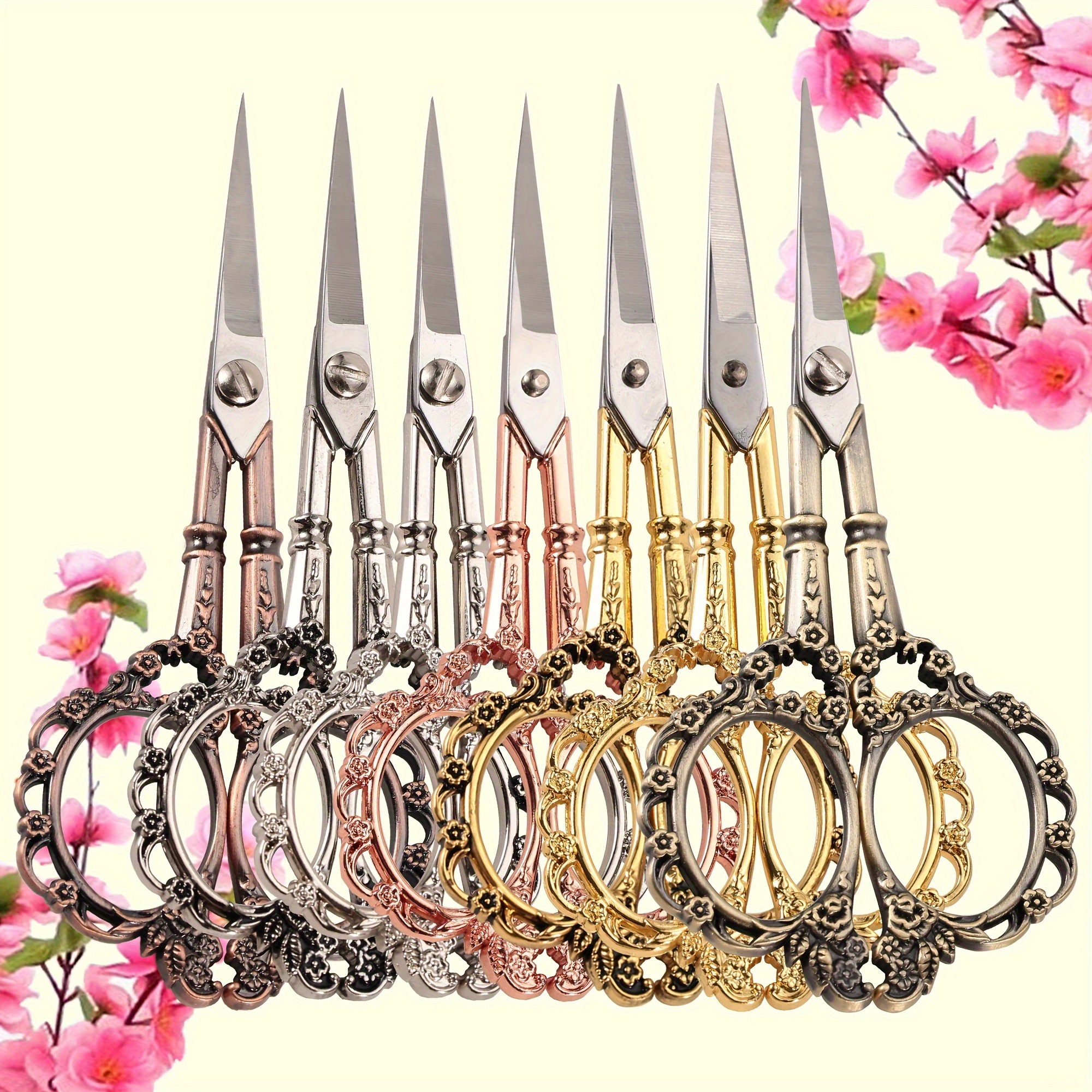 

1pc 4.7inch Petal Style Beauty Scissors, Vintage Stainless Steel Nose Hair Beard Trimmer, Sharp Diy Tools