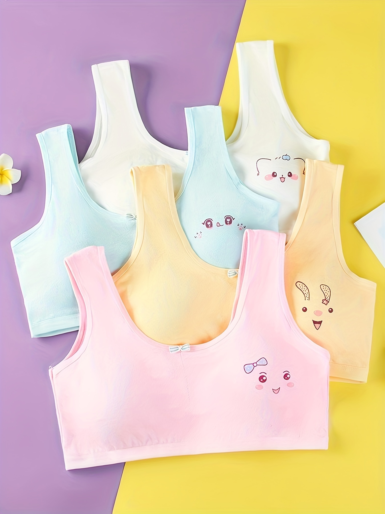 Teen Girls Underwear Sets Bralette Briefs Solid Color 95% - Temu