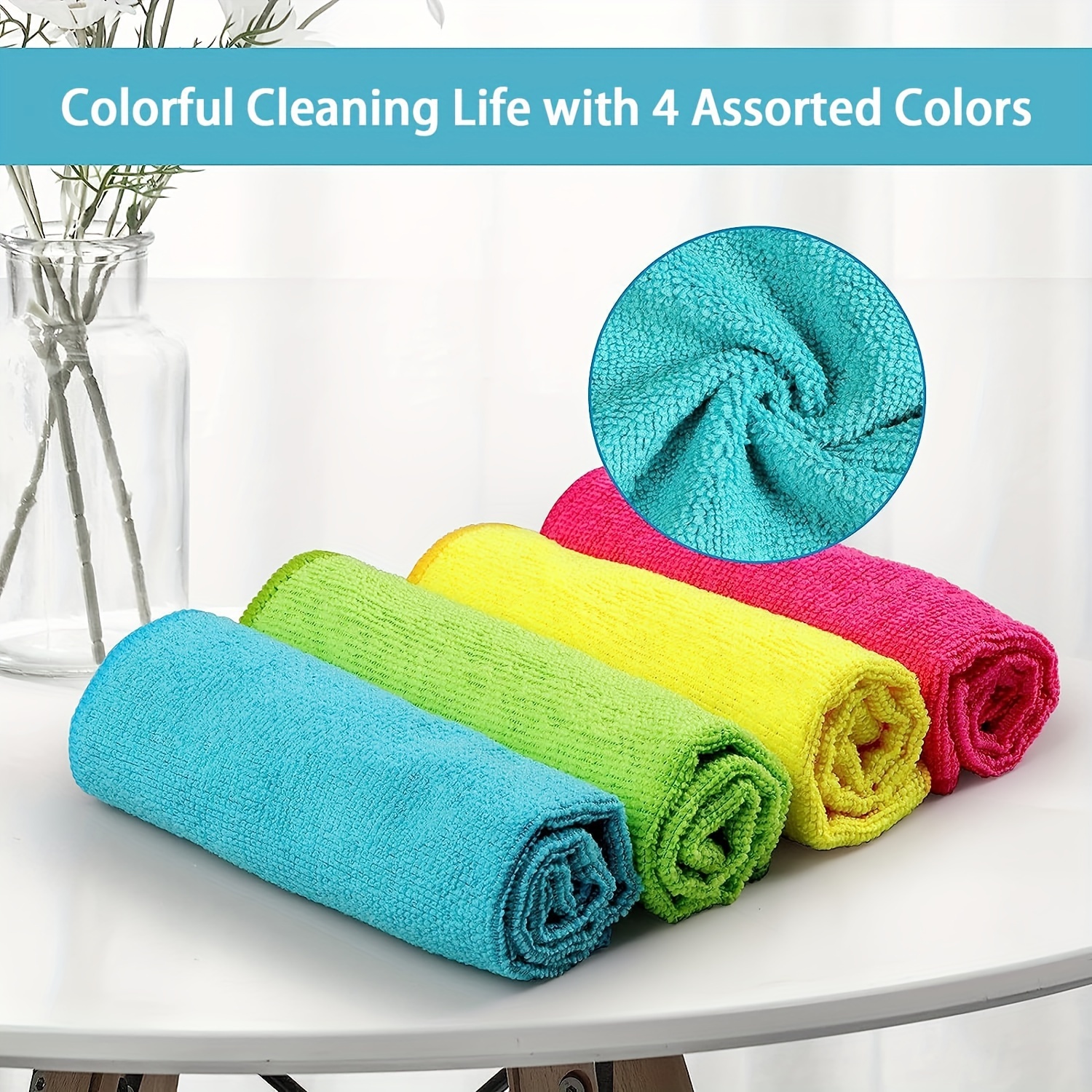 Teal Stripes Microfiber Towel Absorbent Kitchen Cleaning Cloth