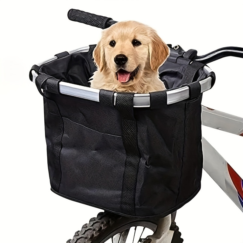 

Bicycle Front Basket, Bike Small Pet Dog Carry Pouch, 2-in-1 Detachable Mtb Cycling Handlebar Tube Hanging Fold Baggage Bag 5kg Load