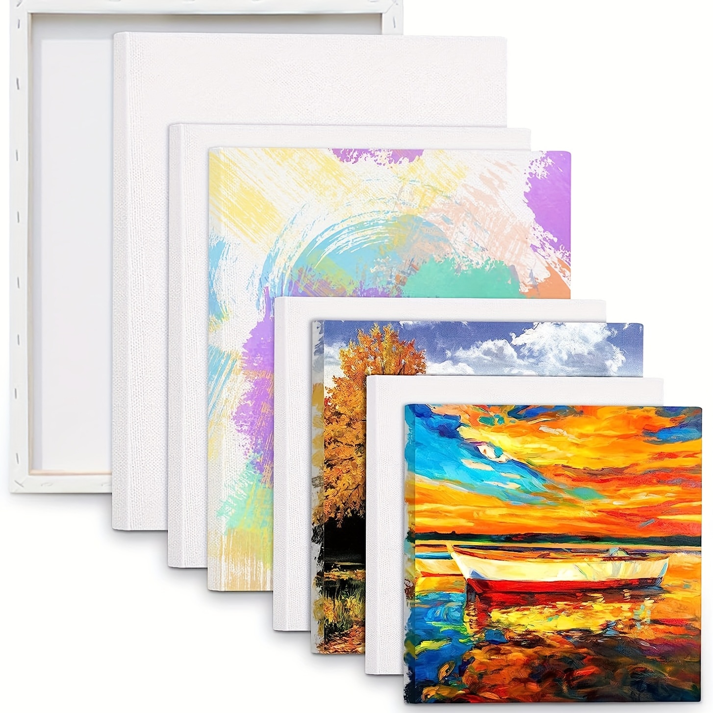  Stretched Canvases for Painting 12 Pack 5x7, 8x10, 9x12, 11x14  Inch, 100% Cotton 12.3 oz Triple Primed Painting Canvas, 3/4 Profile  Acid-Free Art Canvas for Acrylic Pouring Oil Watercolor Painting