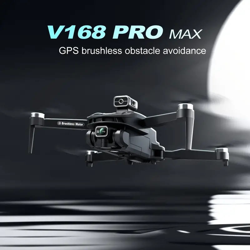 v168 drone with hd camera 360 all round infrared obstacle avoidance optical flow hovering gps smart return 7 level wind resistance 50x zoom birthday gift details 0